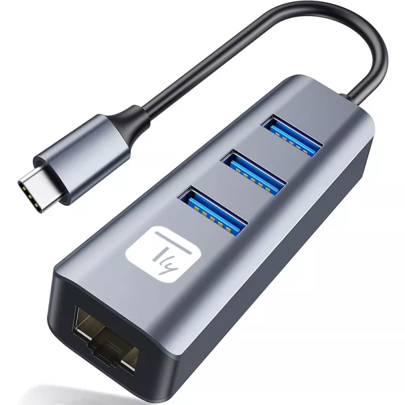 Techly IDATA USB-ETGIGA3CA Docking station/replicador de puertos para portátil con cable USB 3.2 Gen 1 (3.1 Gen 1) Type-A + Type-C negro, plata