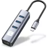 Techly IDATA USB-ETGIGA3CA Docking station/replicador de puertos para portátil con cable USB 3.2 Gen 1 (3.1 Gen 1) Type-A + Type-C negro, plata