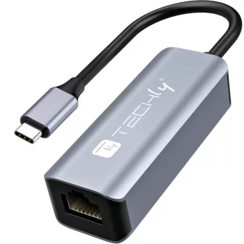 Techly IDATA USB-ETGIGA-CA Docking station/replicador de puertos para portátil con cable USB 3.2 Gen 1 (3.1 Gen 1) Type-C negro, plata