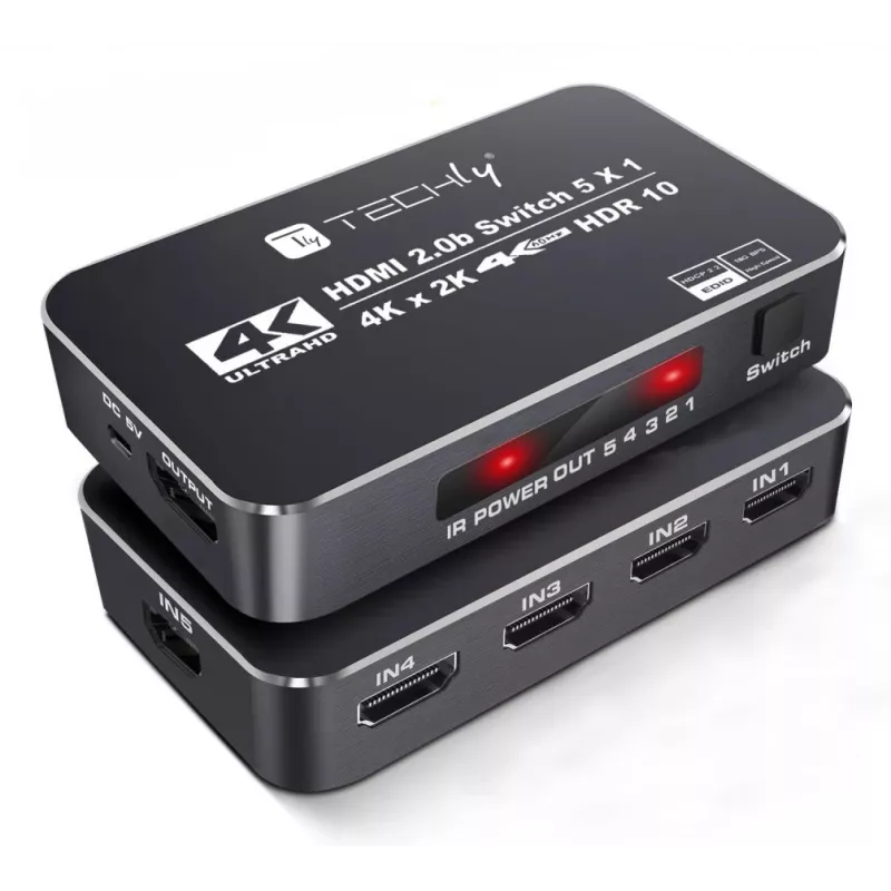 Techly IDATA HDMI2-4K5160B Conmutador de vídeo HDMI