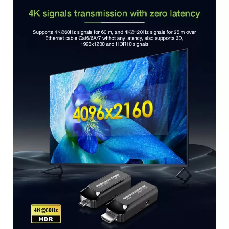 Techly IDATA EXT-600HC Extensor AV transmisor y receptor AV negro