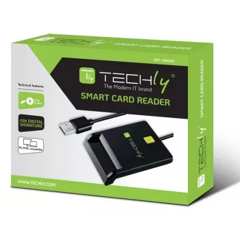 Techly I-CARD CAM-USB2TY2 Lector de tarjetas inteligentes para interior USB USB Type-A negro