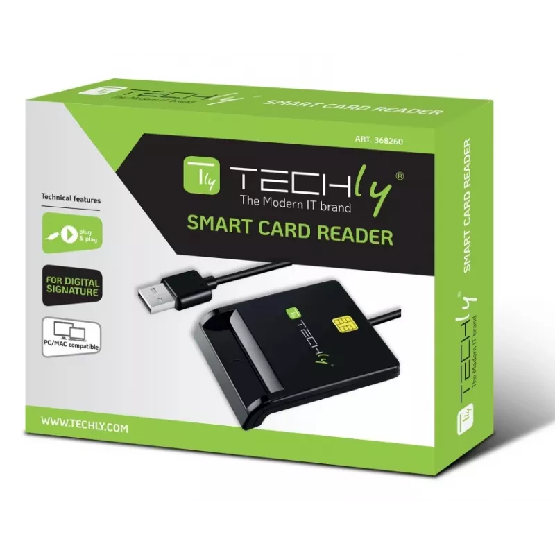 Techly I-CARD CAM-USB2TY2 Lector de tarjetas inteligentes para interior USB USB Type-A negro