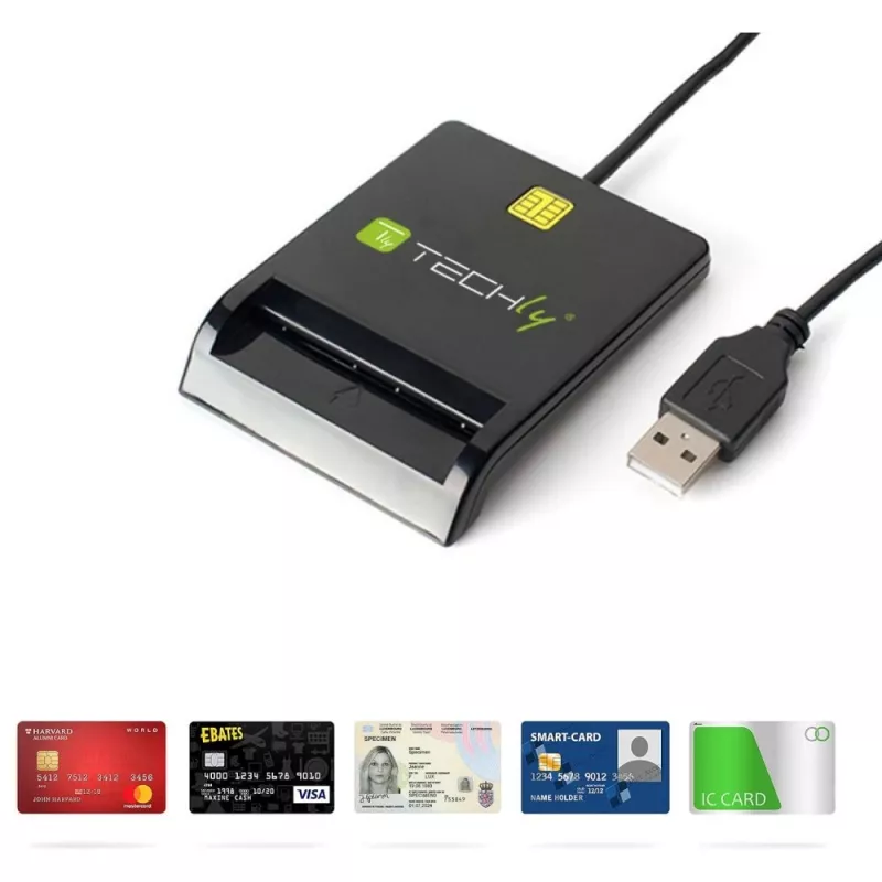 Techly I-CARD CAM-USB2TY2 Lector de tarjetas inteligentes para interior USB USB Type-A negro