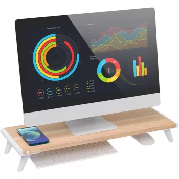 Techly ICA-MS 389 Soporte para monitor de escritorio blanco, madera