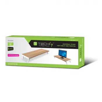 Techly ICA-MS 389 Soporte para monitor de escritorio blanco, madera