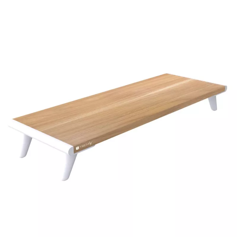 Techly ICA-MS 389 Soporte para monitor de escritorio blanco, madera