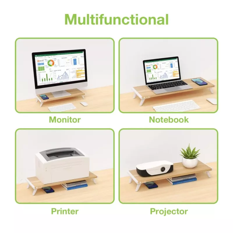 Techly ICA-MS 389 Soporte para monitor de escritorio blanco, madera