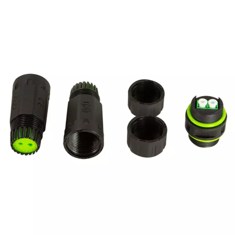 Techly Conector de fibra óptica LC dúplex impermeable IP68 con dos prensaestopas