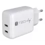 Techly IPW-USB-2C35W Cargador para dispositivos móviles portátil, smartphone, tablet blanco AC interior carga rápida