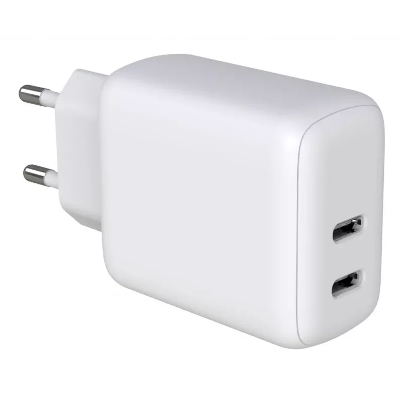 Techly IPW-USB-2C35W Cargador para dispositivos móviles portátil, smartphone, tablet blanco AC interior carga rápida