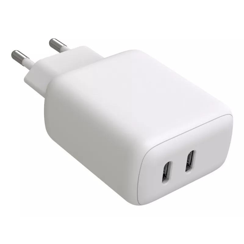 Techly IPW-USB-2C35W Cargador para dispositivos móviles portátil, smartphone, tablet blanco AC interior carga rápida