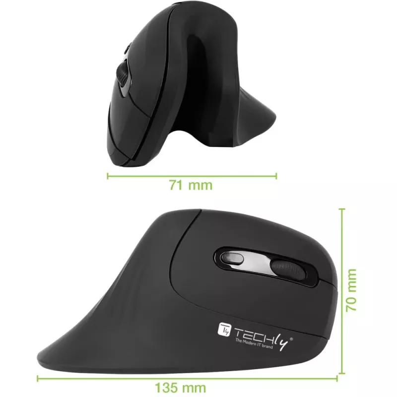 Techly IM 1100-VM-B Ratón médico para diestros RF inalámbrico óptico 3200 DPI