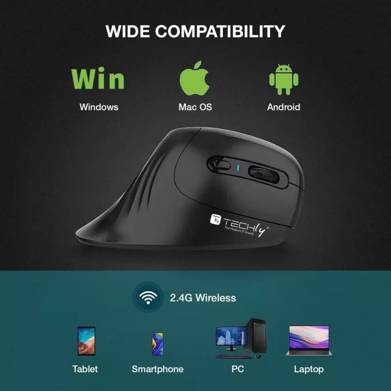 Techly IM 1100-VM-B Ratón médico para diestros RF inalámbrico óptico 3200 DPI