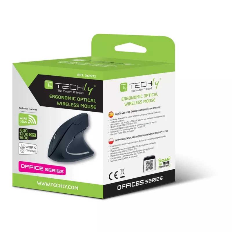Techly IM 1200-VM-B Ratón médico para diestros RF inalámbrico óptico 1600 DPI