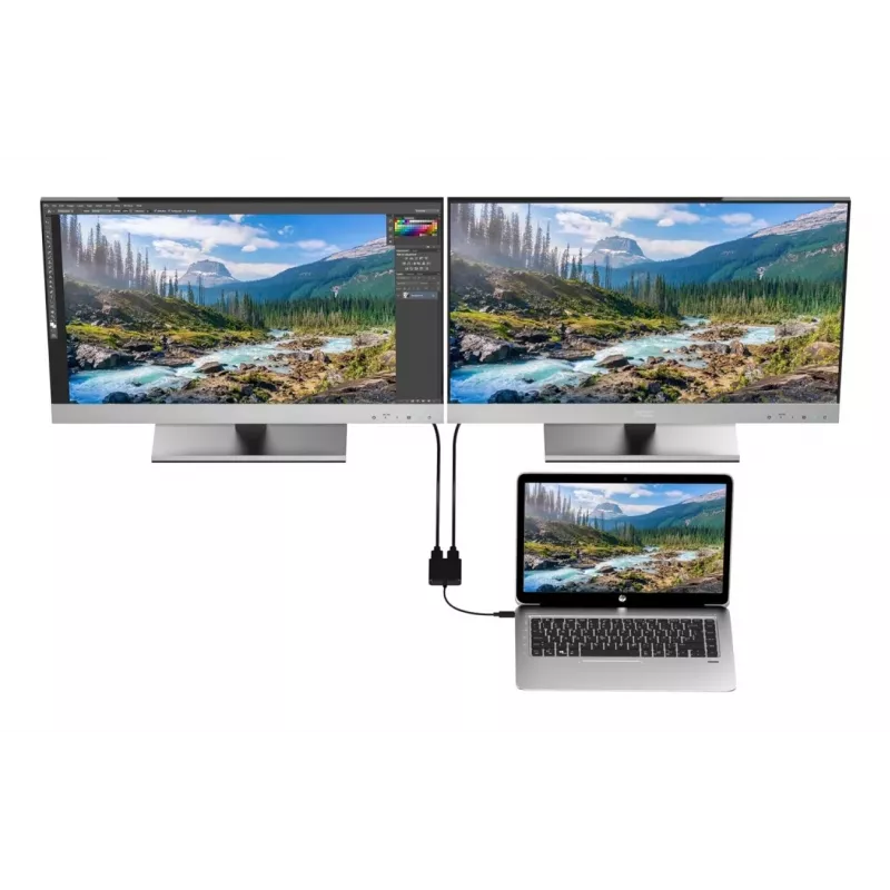 Techly IADAP USBC-HDMI2T4K Adaptador de cable de vídeo 0,15 m USB Type-C 2 x HDMI negro