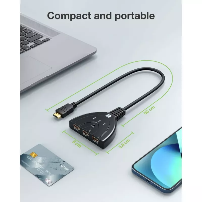 Techly IDATA HDMI-3F8K Conmutador de vídeo