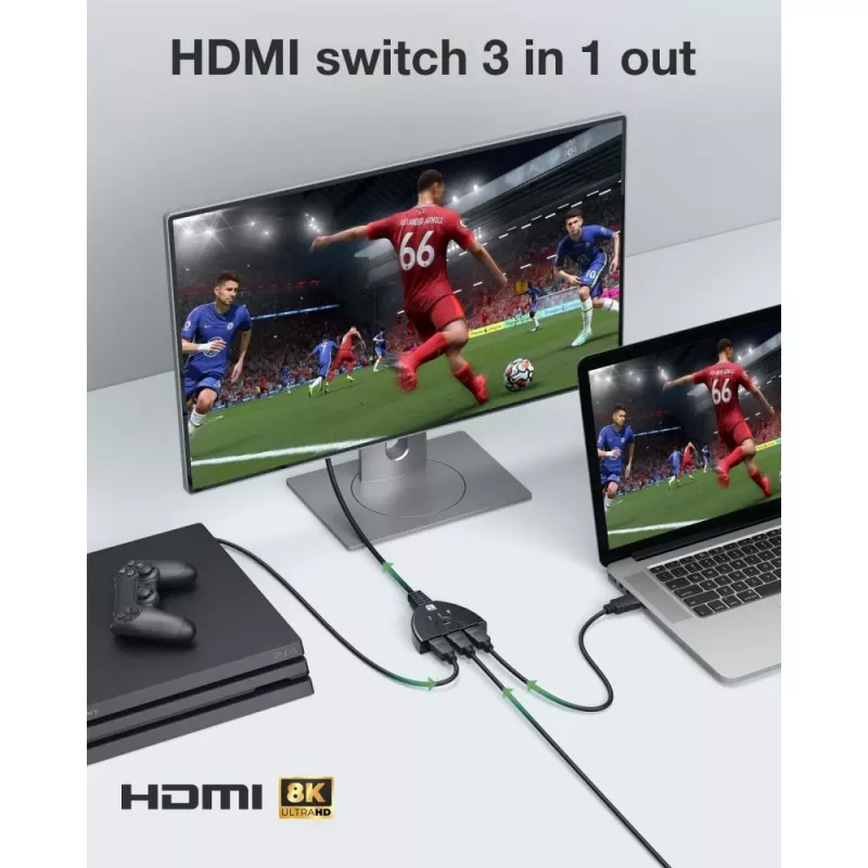 Techly IDATA HDMI-3F8K Conmutador de vídeo