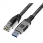 Techly ICOC-U3A-RJ45-020 Cable adaptador de USB 3.0 Type-A a Gigabit Ethernet, 2 m, negro/plata