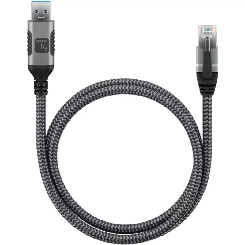 Techly ICOC-U3A-RJ45-030 Cable adaptador de USB 3.0 Type-A a Gigabit Ethernet, 3 m, negro/plata