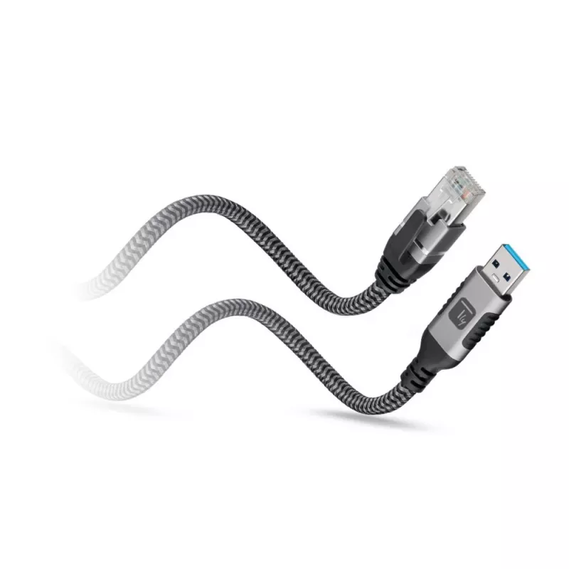 Techly ICOC-U3A-RJ45-030 Cable adaptador de USB 3.0 Type-A a Gigabit Ethernet, 3 m, negro/plata