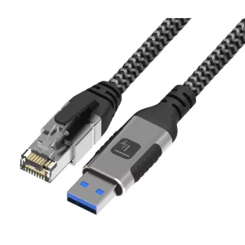Techly ICOC U3A-RJ45-050 Cable de red plateado, negro 5 m Cat6 F/UTP (FTP)