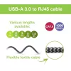 Techly ICOC-U3A-RJ45-050 Cable adaptador de USB 3.0 Type-A a Gigabit Ethernet, 5 m, negro/plata