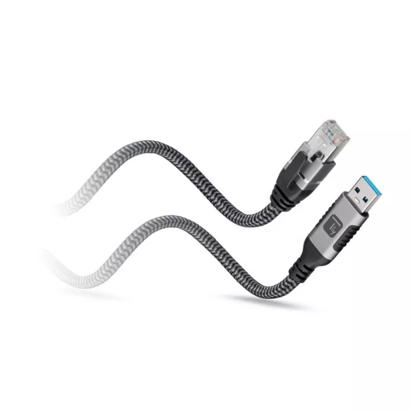 Techly ICOC-U3A-RJ45-075 Cable adaptador de USB 3.0 Type-A a Gigabit Ethernet, 7,5 m, negro/plata