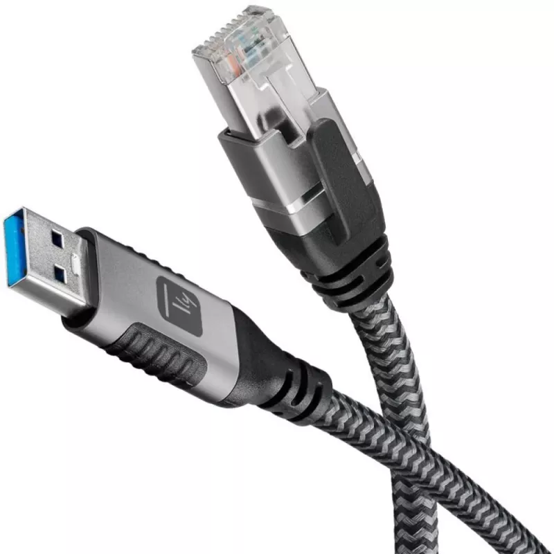 Techly ICOC-U3A-RJ45-075 Cable adaptador de USB 3.0 Type-A a Gigabit Ethernet, 7,5 m, negro/plata