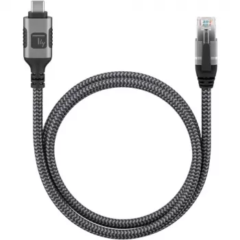 Techly ICOC-U3C-RJ45-050 Cable adaptador de USB 3.2 Type-C a Gigabit Ethernet, 5 m, negro/plata