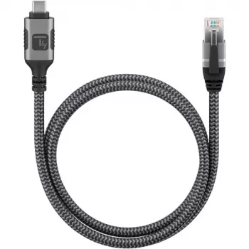 Techly ICOC-U3C-RJ45-075 Cable adaptador de USB 3.2 Type-C a Gigabit Ethernet, 7,5 m, negro/plata