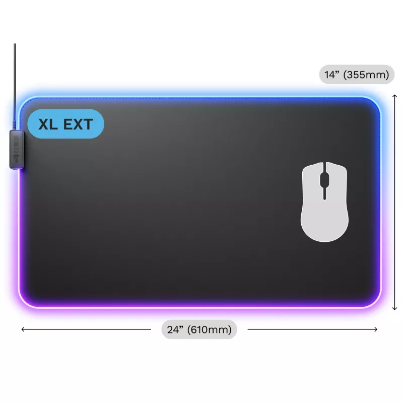 Glorious Gaming GLORIOUS Alfombrilla de ratón PAD 2 GLED - XL EXTENDED - NEGRO