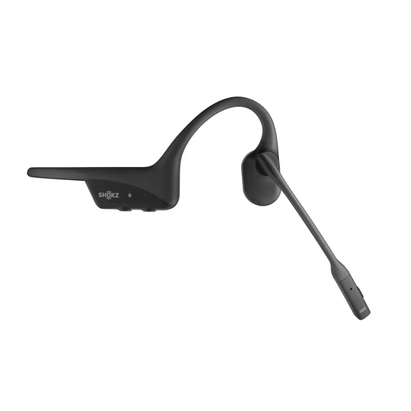 SHOKZ OpenComm2 UC 2025 Upgrade Auriculares Bluetooth inalámbricos con conducción ósea para videoconferencias, puerto de carga USB-C y adaptador USB-C | 16 h de conversación, 29 m de alcance, 1 h de carga | Incluye micrófono de brazo con cancelación de ruido y dongle, Negro