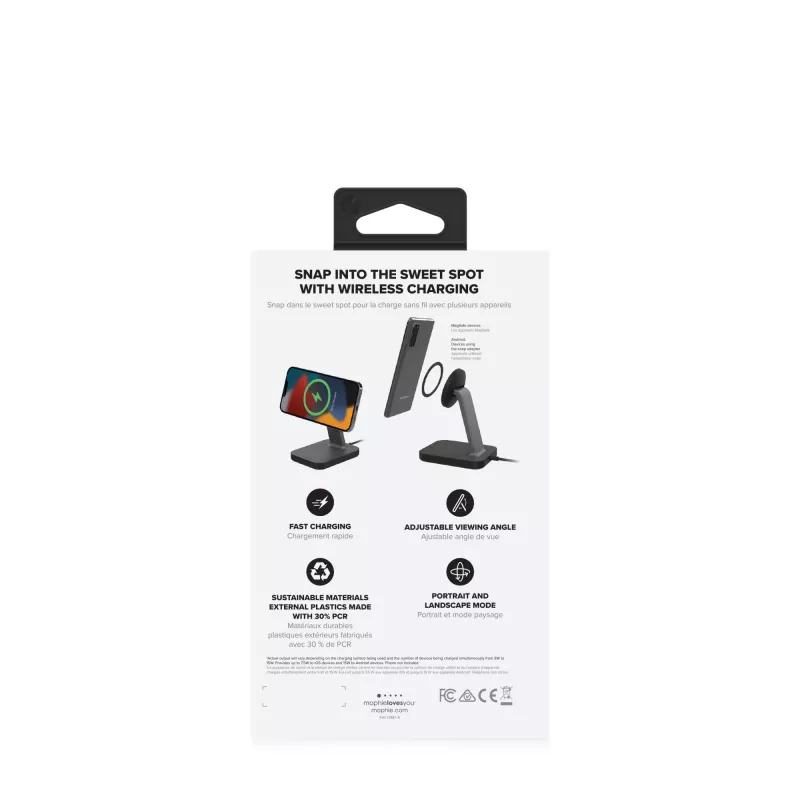 mophie UNV WRLS-snap+ stand-negro-ROC-EU, interior, AC, carga inalámbrica, negro