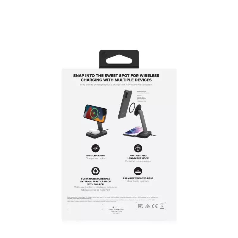 mophie UNV WRLS-snap+ stand & pad-negro-ROC-EU, interior, AC, carga inalámbrica, negro
