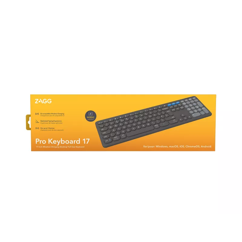 ZAGG Pro 17 teclado universal Bluetooth QWERTY nórdico negro