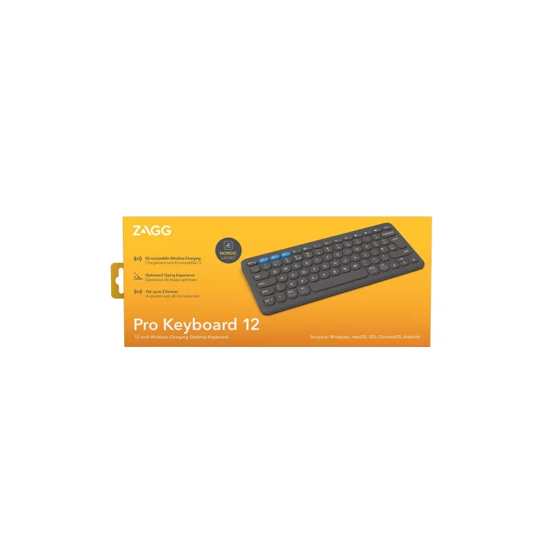 ZAGG Pro 12 teclado universal Bluetooth QWERTY nórdico negro