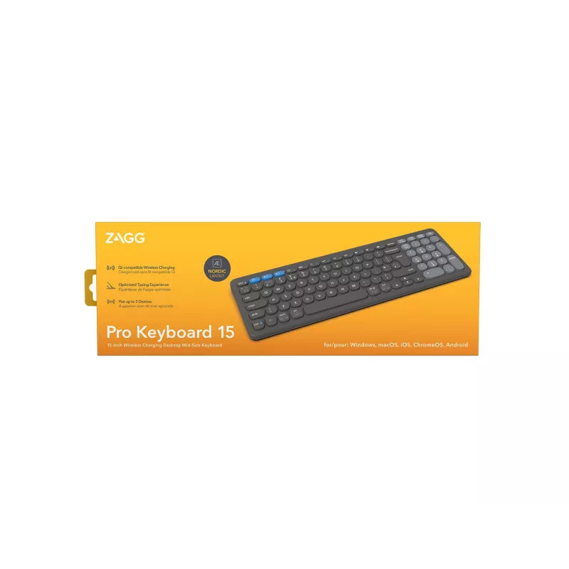 ZAGG Pro 15 teclado universal Bluetooth QWERTY nórdico negro
