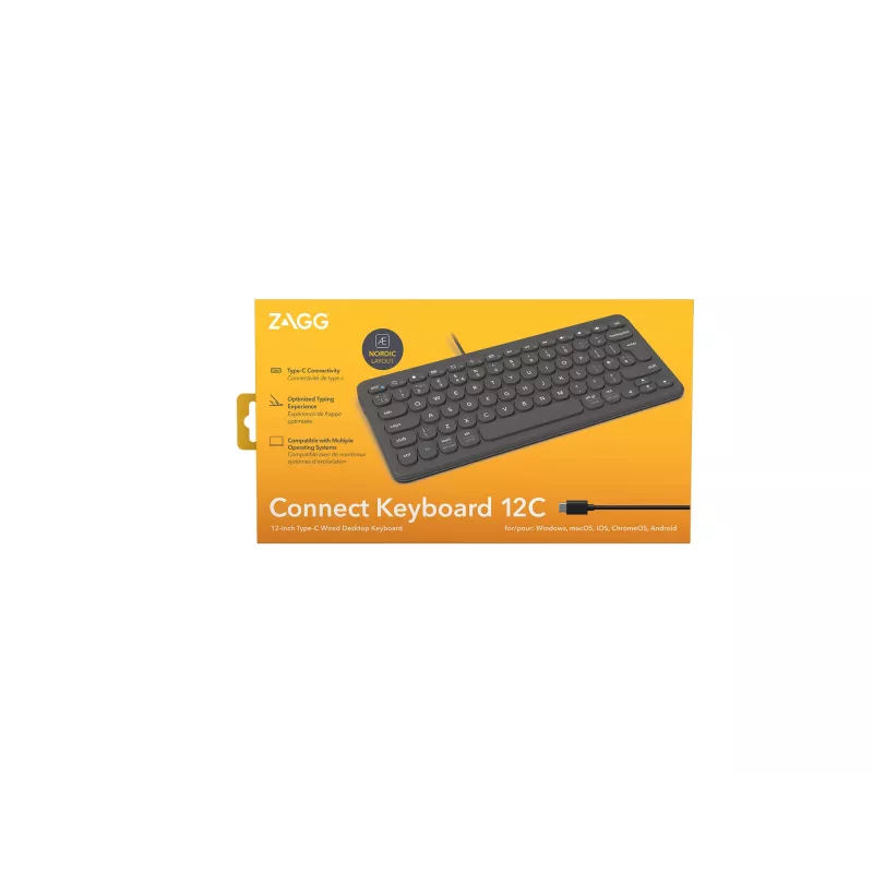 ZAGG Connect 12C teclado universal USB QWERTY nórdico negro