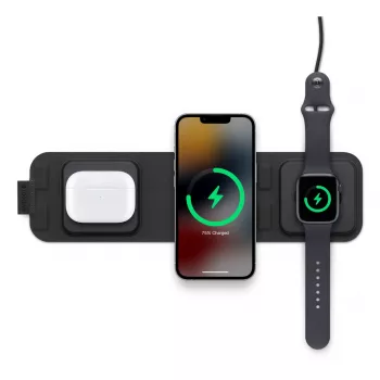 mophie cargador de viaje 3 en 1 con MagSafe (2023), interior, USB, carga inalámbrica, negro