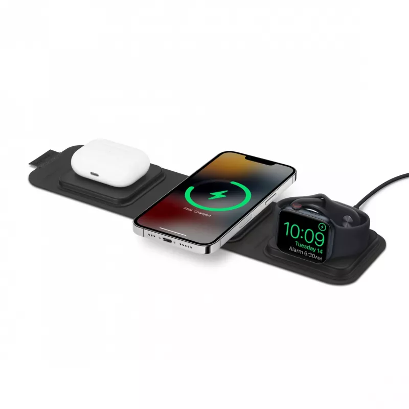 mophie cargador de viaje 3 en 1 con MagSafe (2023), interior, USB, carga inalámbrica, negro