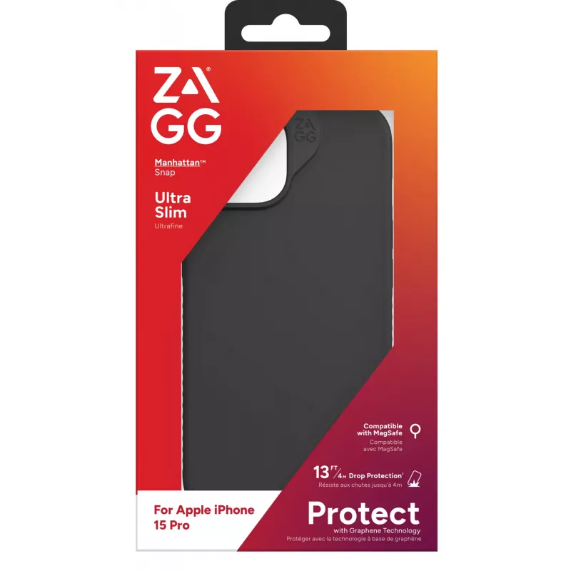 ZAGG Cases Manhattan Snap Apple iPhone 15 Pro negro EN/FR, funda, Apple, iPhone 15 Pro, 15,5 cm (6,1