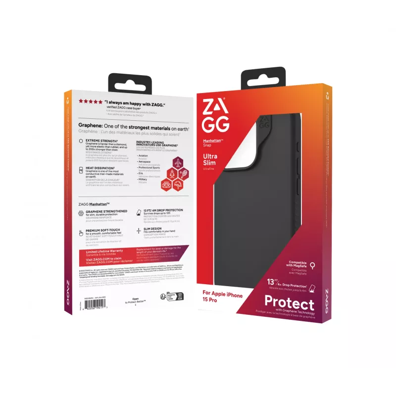 ZAGG Cases Manhattan Snap Apple iPhone 15 Pro negro EN/FR, funda, Apple, iPhone 15 Pro, 15,5 cm (6,1