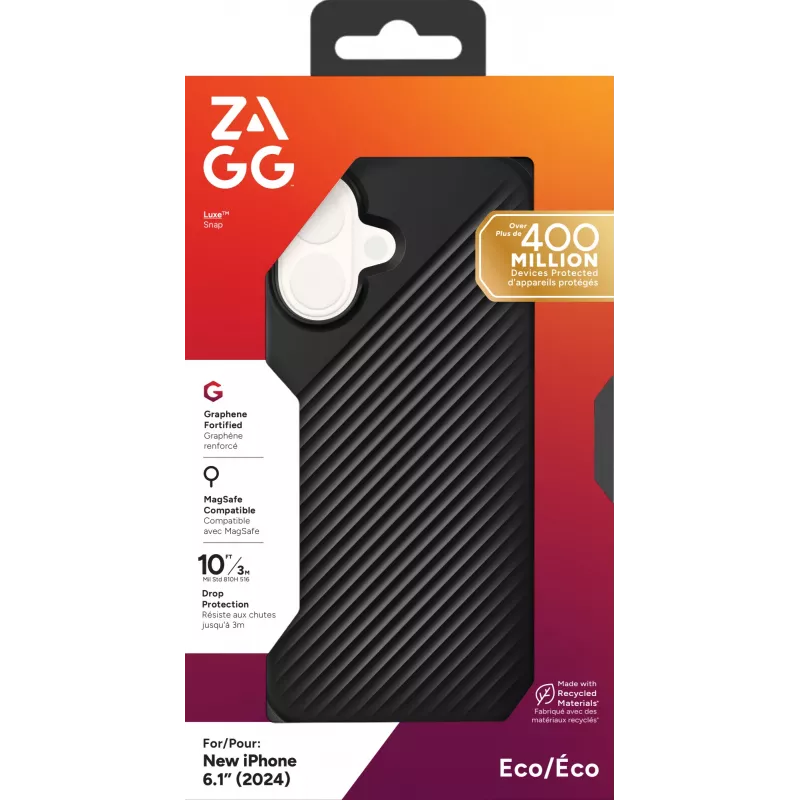 ZAGG Cases Luxe Snap Apple iPhone 16 Negro, funda, Apple, iPhone 16, 15,5 cm (6,1