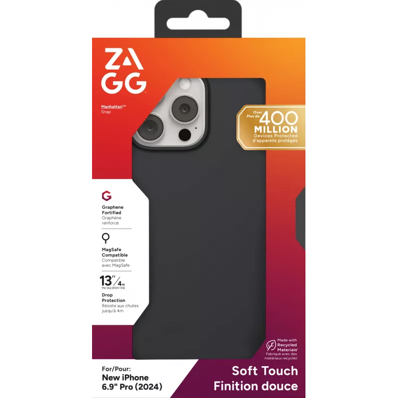 ZAGG Cases Manhattan Snap Apple iPhone 16 Pro Max Negro, funda, Apple, iPhone 16 Pro Max, 17,5 cm (6,9