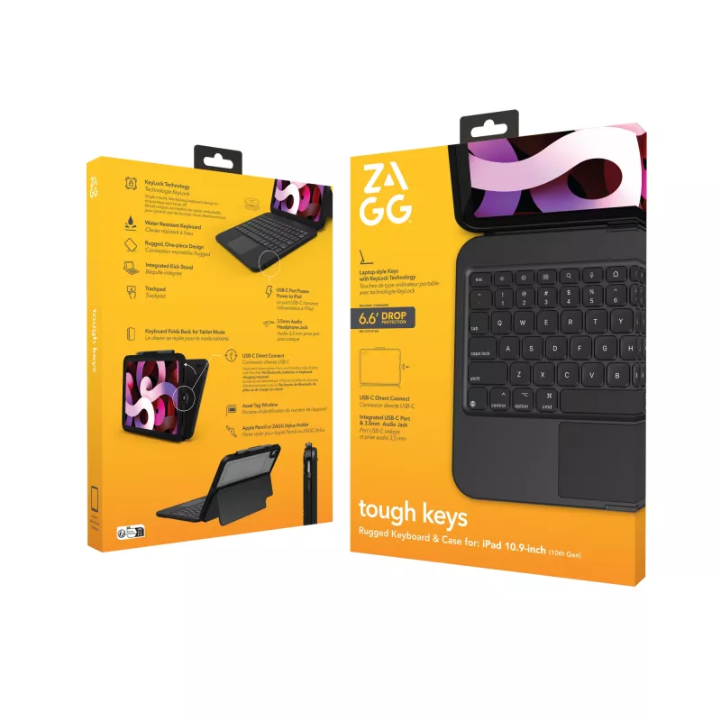 ZAGG Tough Keys-Apple-iPad 10th Gen/A16-Negro-Nordic(B2B Brown Box)