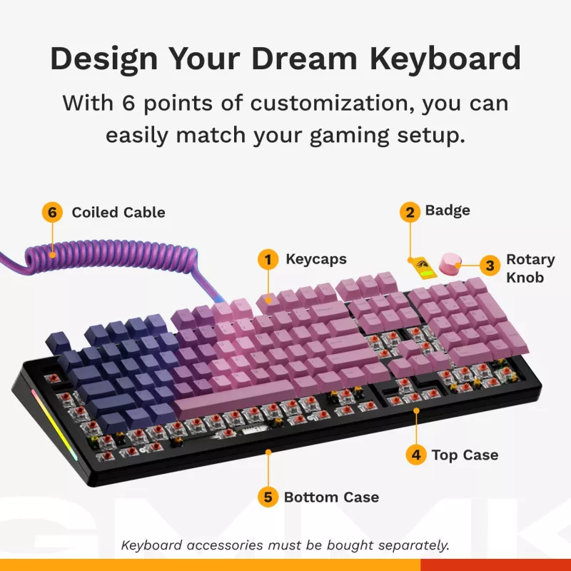 Glorious Gaming GMMK 3 HE 100% Prebuilt Wired Negro - US, Con cable, USB, Mecánico, QWERTY, RGB LED, Negro