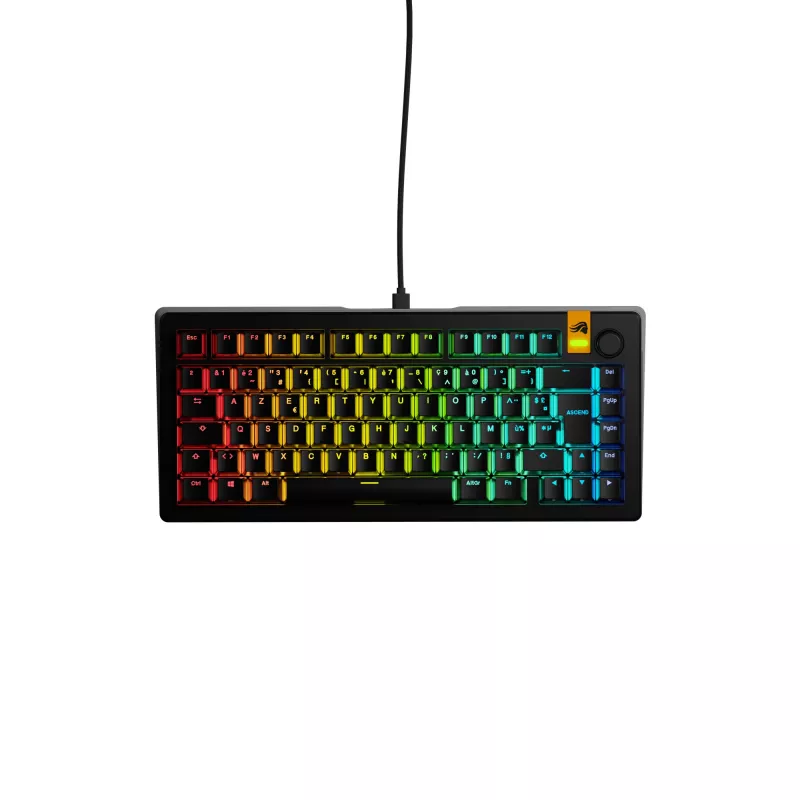 Glorious Gaming GMMK 3 HE 75% Prebuilt Wired Negro - FR, Con cable, USB, Mecánico, AZERTY, RGB LED, Negro