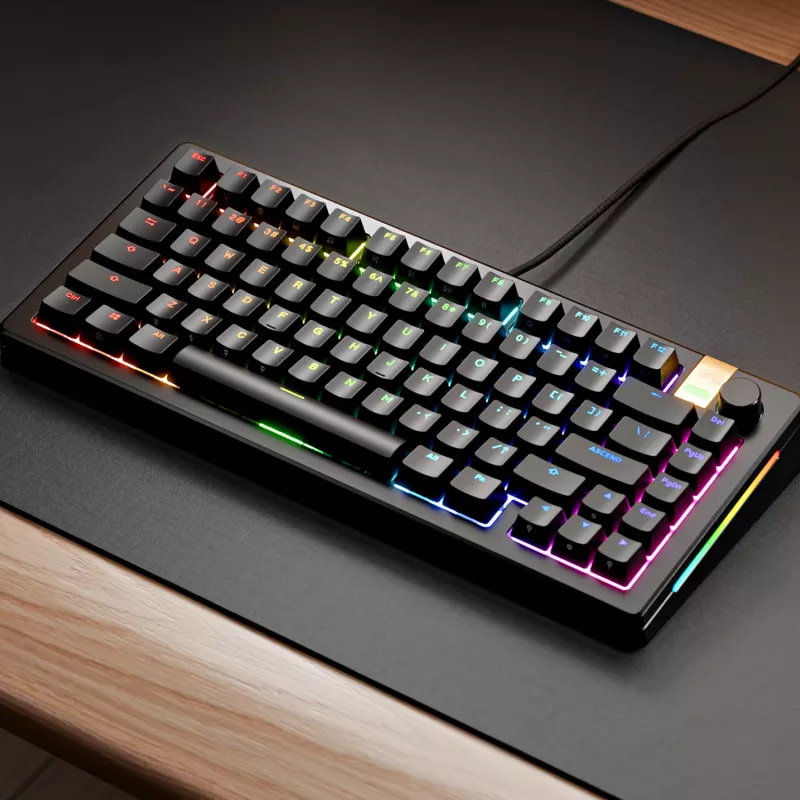 Glorious Gaming GMMK 3 HE 75% Prebuilt Wired Negro - FR, Con cable, USB, Mecánico, AZERTY, RGB LED, Negro