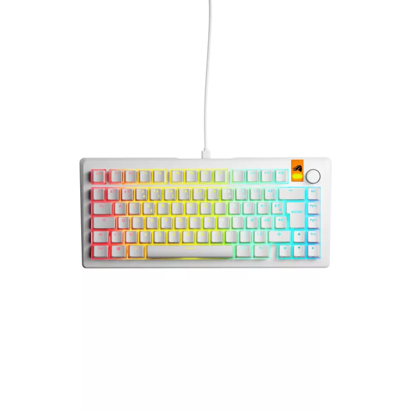Glorious Gaming GMMK 3 HE 75% Prebuilt Wired White - FR, con cable, USB, mecánico, AZERTY, RGB LED, blanco